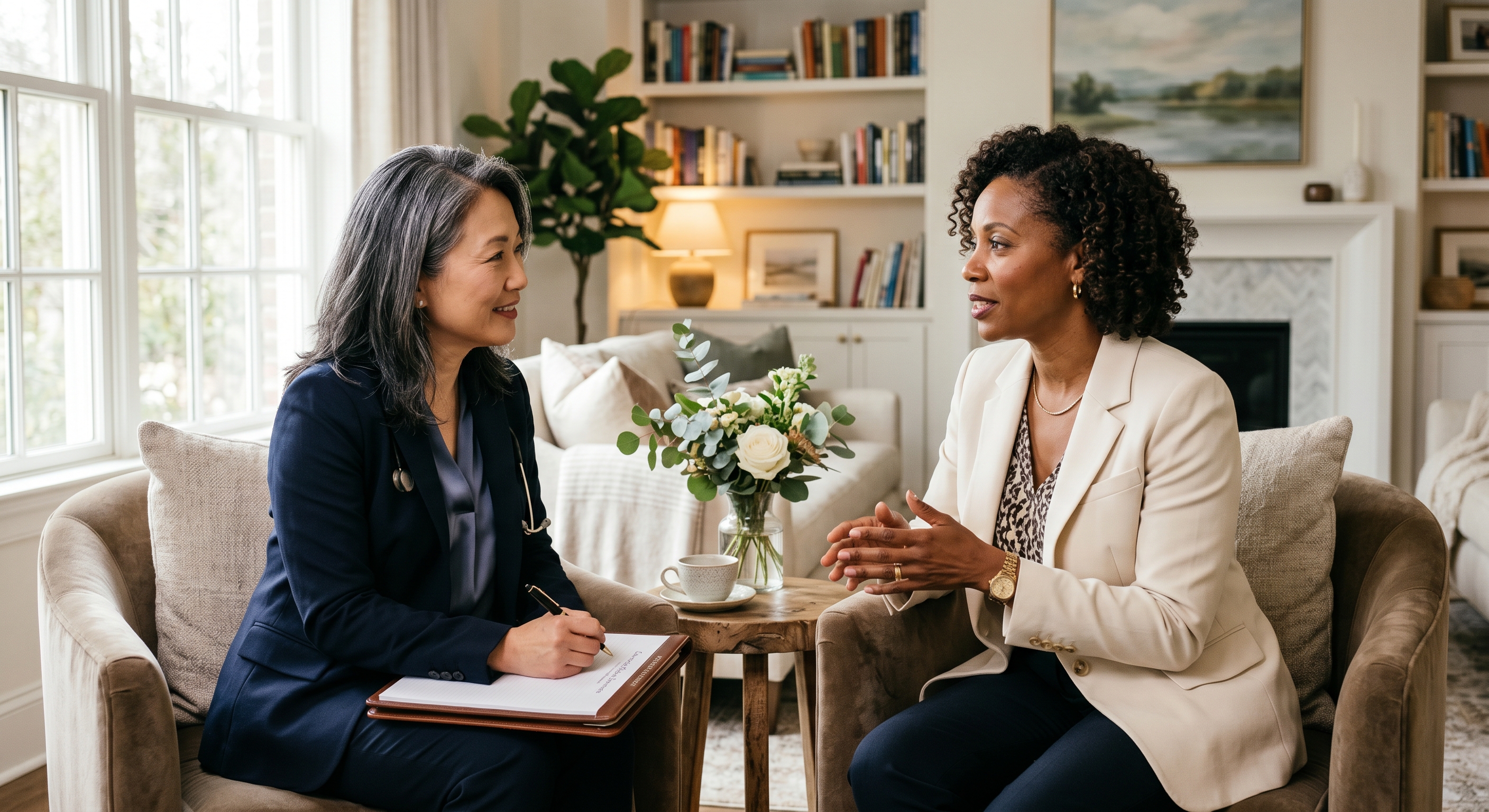 Patient and doctor in unhurried conversation