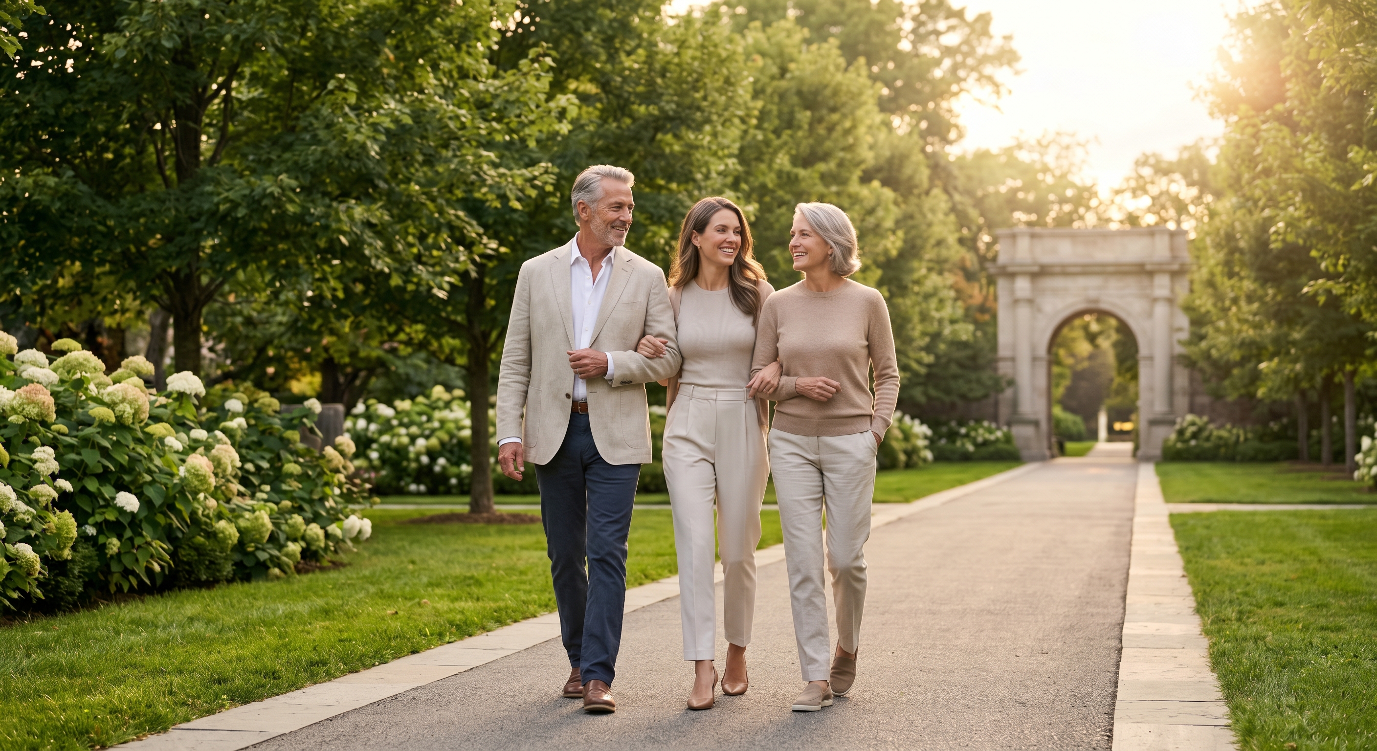 Family walking outdoors representing healthspan and protection